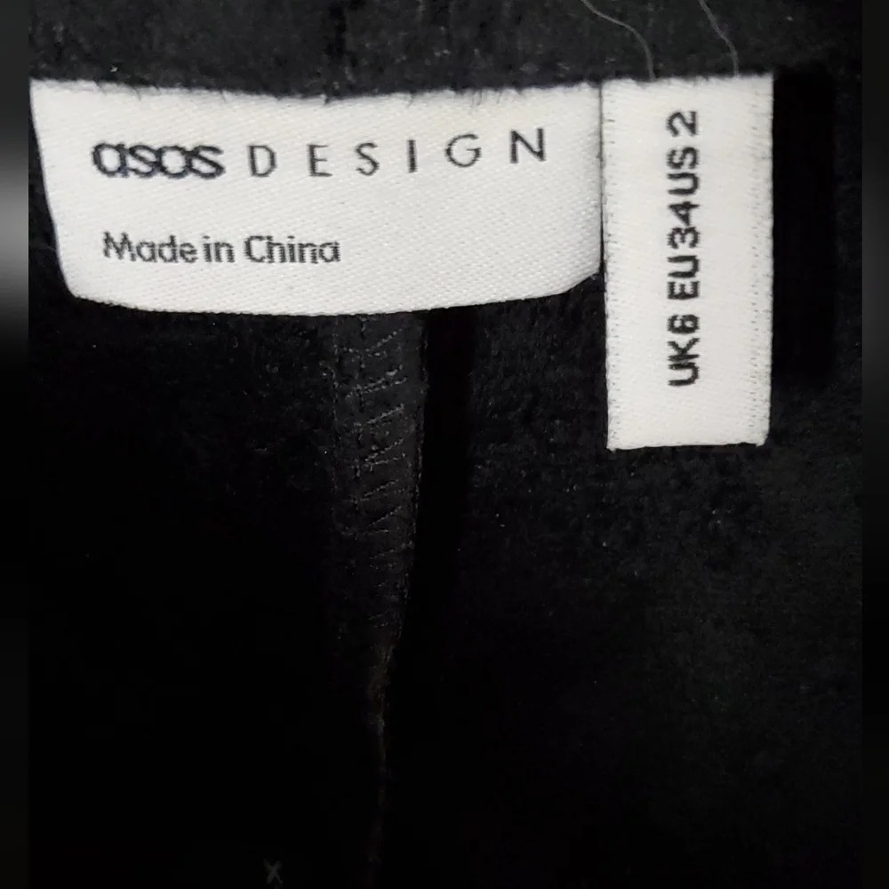 Asos Design Black Faux Leather High-Waisted Stretch Flared Pants Size 2 - Picture 6 of 8